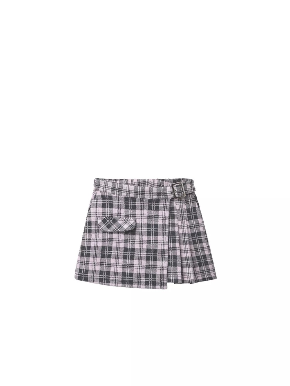 Zara Girls Plaid Wrap Mini Skort in Pink and Black check